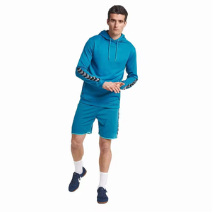 Ensemble sweat à capuche et short à taille élastique pour hommes vêtements de sport d'entraînement de fitness grande taille - Product Image 1