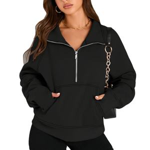 Sudaderas con capucha cortas con cremallera de alta calidad para mujer OEM Conjunto de Sudadera con capucha recortada Jersey con capucha Fabricante Ecológico - Product Image 1