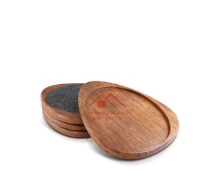 <b>Wine</b> Drink <b>coaster</b> Walnut 4 Inch Water Absorption with Felt Set of 4 Handmade Wooden <b>coaster</b> Wooden bar - Product Image 1