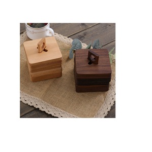RABEH Natural Modern Durable Round Shape Wooden <b>Coaster</b> <b>for</b> <b>Drinks</b> Handcrafted Mug Mat Packaged in Carton - Product Image 1