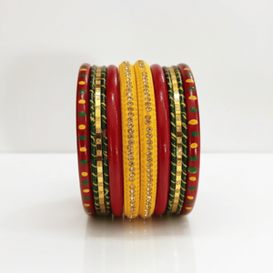 Set of 2 Regal <b>Red</b> Lac Bangles with Pearl Studs Elegant Pearl <b>Bracelets</b> & Bangles - Product Image 1