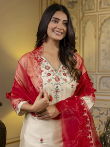 Indian Manufacture Women Embroidered <b>Silk</b> Blend Straight <b>Kurta</b> for Daily Wear or Festivals Available for Wholesale Supply - Product Image 5