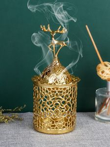 Indian Embossed Design Wood Gold Color Eco-Friendly 100% Natural Pine Candle & Bakhoor Incense Burner for Home Restaurants Decor - Product Image 5