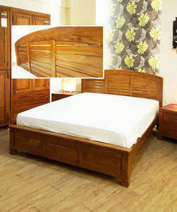 Lit avec pied de lit, lit king-size, cadre de lit en bois de luxe, fait à la main, dessus en bois massif, meubles de chambre à coucher de qualité supérieure, sculptés à la main - Product Image 2
