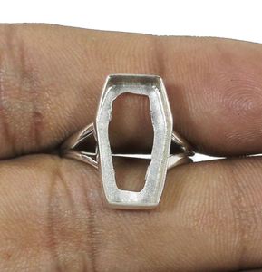 925 argent Sterling cercueil forme 10x17mm bricolage anneau pince métal plaqué pierre broche ensemble prix usine montage composant bijoux - Product Image 4
