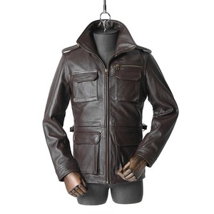 Nueva chaqueta clásica de cuero genuino para caza al aire libre para hombres con tela de lona impermeable y ecológica de talla grande - Product Image 6