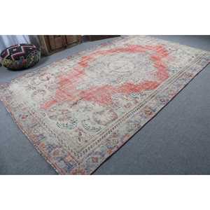 Turkish Rug, 6.8x10.9 ft Oversize Rug, <b>Red</b> Blue <b>Wool</b> Rug - Product Image 2
