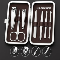 Kit de manucure et pédicure en acier inoxydable noir de qualité supérieure avec boîte de rangement en métal, ensemble de soins des ongles professionnel pour hommes et femmes