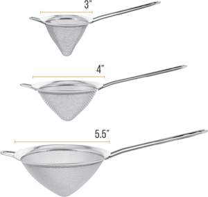 Lot de 3 passoires coniques en acier inoxydable à mailles serrées extra fines de qualité supérieure - Product Image 3
