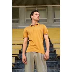 Custom Men's Casual Regular Fit Turtleneck Collar Embroidered Canvas T-Shirt Button Closure Short Sleeve 220 Grams <b>Logo</b> Solid - Product Image 5