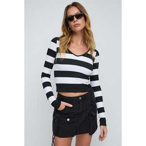 Camiseta de Poliéster Transpirable para Mujer, Cuello Redondo, Manga Larga, Ajuste Regular, Sin Costuras, a Rayas, Talla XS - Product Image 2