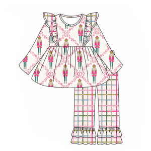 Pre ordine vestiti bambina <span class=keywords><strong>natale</strong></span> motivo schiaccianoci Plaid con motivo a balze <span class=keywords><strong>abbigliamento</strong></span> per bambini vacanze <span class=keywords><strong>abbigliamento</strong></span> Boutique per bambine - Product Image 1