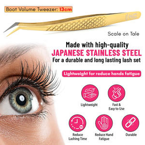 Pro Fiber Tip Eyelash Extension Tweezer 75 Degree Russian Volume Fan Narrow Tip High Quality Precision Lash <b>Tool</b> - Product Image 4