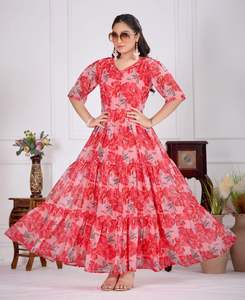 Designer Fantaisie Tenue Indienne Meilleur Tissu Vêtements Ethniques Magnifique Regard Georgette Avec Robe Imprimée Travail Fournisseur Mondial - Product Image 5