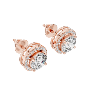 Boucles d'oreilles avec diamants de laboratoire VVS-VS EF de 2,9 carats dans un design halo, disponibles en or 18 carats, 14 carats, 10 carats et argent 925, rose, jaune - Product Image 6