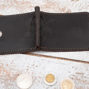Porte-monnaie fin en cuir véritable personnalisable, couleur personnalisée, pour hommes d'affaires - Product Image 4
