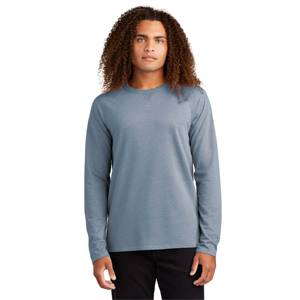 T-shirt ras du cou bleu chiné à manches longues pour hommes classiques-Chemise en coton léger et respirant - Product Image 2