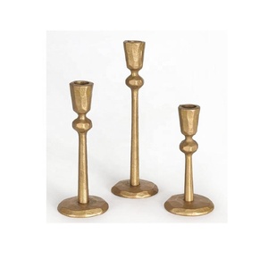 Portavelas de latón antiguo Portavelas de latón macizo pesado Portavelas de latón modernista para la decoración de Diwali del hogar - Product Image 6