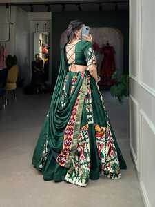 Festive Rayon Lehenga Ensemble with Stunning 6-Meter Flair, <b>Gota</b> Patti Work, and Stylish Cowrie Lace Finishing - Product Image 5