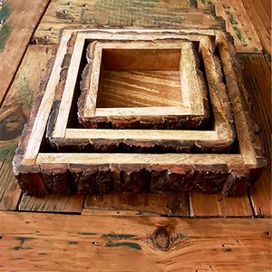 Tazón Decorativo Redondo Ecológico con Efecto Madera de Mango Ahumada, con Corteza de Árbol, Apto para Alimentos, Diseño Moderno, Hecho en India - Product Image 4