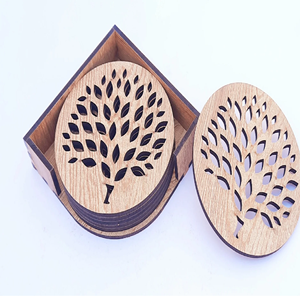 Joyful posavasos de madera diseñados con estilos tradicionales, vintage y modernos perfectos para regalar ahora en stock al por mayor - Product Image 1