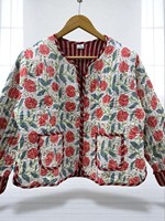 Veste matelassée brodée style bohème indien Suzani, motif imprimé boutonné, hiver, femme, écologique, coupe classique
