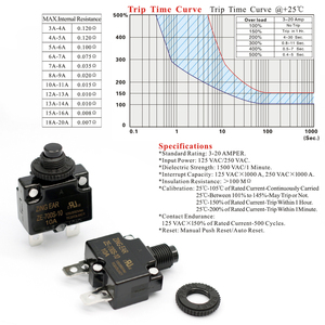 Disjoncteur automatique miniature ZINGEAR ZE-700S Series Mini Miniature Overload Protector 3A à 15A - Product Image 5