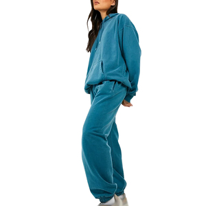 Ropa de calle chándal lavado con ácido para mujer chándal de moda de manga larga transpirable de peso pesado para mujer - Product Image 1