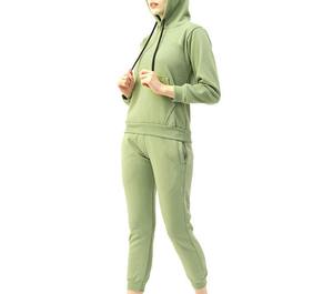 Full Zip Up Plain Womens Jogger Set Pink Suede Track Suit Mujer Gym Chándal - Product Image 2