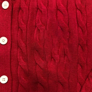 Cardigan tricoté unisexe de haute qualité en acrylique à col en V et manches longues, couleur rouge personnalisée, avec applique brodée, de la Fraternité Delta Sigma - Product Image 5