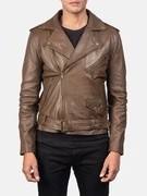 Veste de motard en cuir Allaric Alley Mocha, en peau de mouton de qualité supérieure, style motard, fermeture éclair asymétrique, coupe ajustée, écologique, respirante, pour homme - Product Image 4