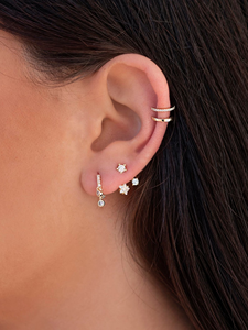 Boucles d'oreilles en diamant Moissanite en forme d'étoile en or 10 carats uniques Style d'inspiration céleste mignon pour les fêtes Cadeaux pour femme - Product Image 4
