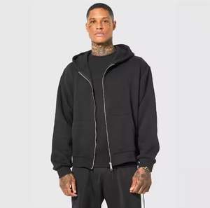 100% Cotton Thermal Zipper Hoodies for <b>Men</b> Us Manufacturer Custom Puff Print Full Zip Oversized Hip Hop <b>Lined</b> Zip <b>Hoodie</b> - Product Image 5