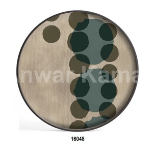 โบราณโลหะและไม้รอบถาดเสิร์ฟ - Product Image 2