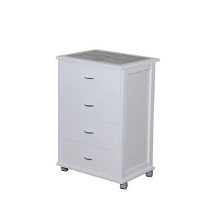 Chariot de rangement professionnel moderne en hêtre massif avec tiroirs, étagère supérieure en bois, roulettes en plastique et poignées en fer – Solution de rangement optimisée pour la maison - Product Image 1