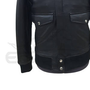 Bomber ajusté pour hommes en gros Veste de vol à col en peau de mouton Tailles personnalisées Veste de pilote d'hiver à fermeture éclair solide en cuir véritable - Product Image 6