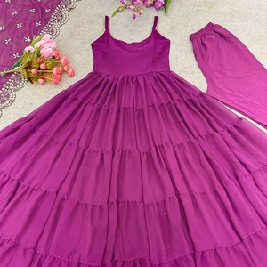 ชุดเดรสผ้าจอร์เจียอนาร์กาเซตใหม่พร้อมความยาว10เมตรผ้ามีระบายฟูฟ่องเย็บเต็มรูปแบบพร้อมใส่คอลเลกชัน - Product Image 1