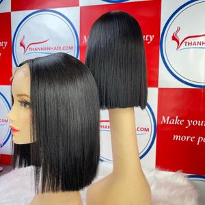 Extensiones de cabello humano liso de hueso vietnamita 2x4 Cierre de encaje de color negro natural En stock Pelucas de parte media - Product Image 3