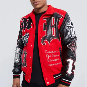 2025 Top Selling Canvas <b>Long</b> Sleeve Hooded Letterman <b>Jacket</b> Stand Collar Winter Breathable Front Logo High Street Style Men's - Product Image 1