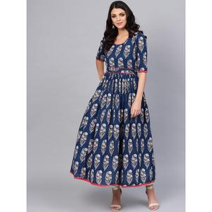 Divena Robes de Soirée Bleu Royal Imprimé Étage Longueur Anarkali - Product Image 1