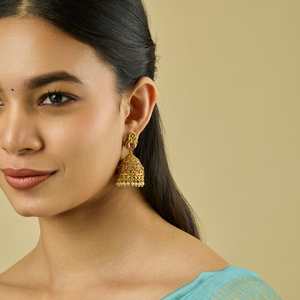 Pendientes Colgantes 185172 con Forma de Campana, Estilo Religioso, Modernos, de Cobre y Latón con Detalles de Perlas y Diamantes, para Bodas y Fiestas - Product Image 2