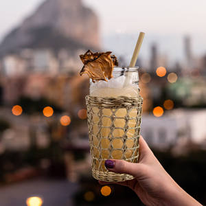 Porte-gobelet en jonc de mer tissé de style bohème écologique Organisateur de boissons élégant - Product Image 3