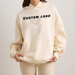 ชุดฮู้ดดี้ไหมพรมถักลายโลโก้แบบกำหนดเองสำหรับผู้หญิง ใส่สบายทรงโอเวอร์ไซส์ เหมาะสำหรับฤดูหนาว ผลิตจากผ้าฝ้ายที่เป็นมิตรต่อสิ่งแวดล้อม ระบายอากาศได้ดี พร้อมแขนเสื้อทรงปีกค้างคาว - Product Image 2