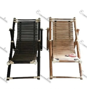 Chaise longue en bambou pour hôtel de luxe, lot de 2 chaises de plage pliables pour la piscine, lit de bronzage réglable en bambou pour les loisirs - Product Image 6