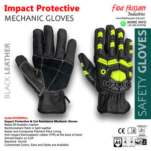 2024 Guantes mecánicos personalizados de alta calidad Guantes de cuero protectores contra impactos para uso en exteriores Venta al por mayor de Pakistán - Product Image 6