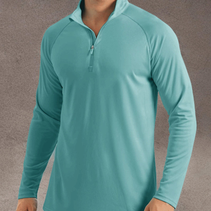 เสื้อเชิ้ตผู้ชายคุณภาพสูง แขนสั้น คอซิป 1/4  ผ้าฝ้าย 100% ไซส์ใหญ่ สวมใส่สบาย สไตล์ลำลอง ผ้าถักพิมพ์ลาย - Product Image 6