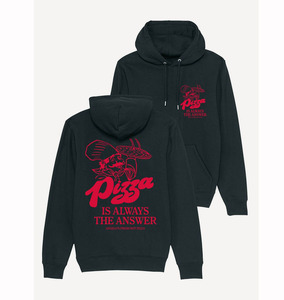 Sudadera con capucha de algodón regular personalizada Sudadera negra Pizza Is Always The Answer - Product Image 1