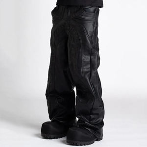 Pantalones de Cuero de Alta Calidad, Estilo Motero, Textura Suave, Costuras Resistentes, Esenciales para un Look Casual y Formal, a la Moda - Product Image 5