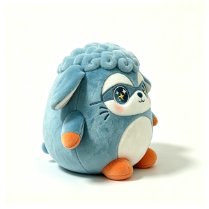 Peluche mouton bleu personnalisée, peluche mouton masqué de super-héros, jouet en peluche rond et moelleux, coussin en peluche mouton mignon - Product Image 3