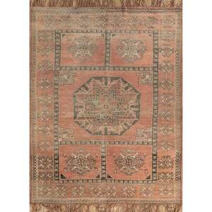 Tapis en laine noué à la main Nuray, motif médaillon rouge-orange, kilim abstrait fait main pour la maison, 9x12 rectangulaire, idéal pour les adolescents, l'entrée et le couloir. - Product Image 1